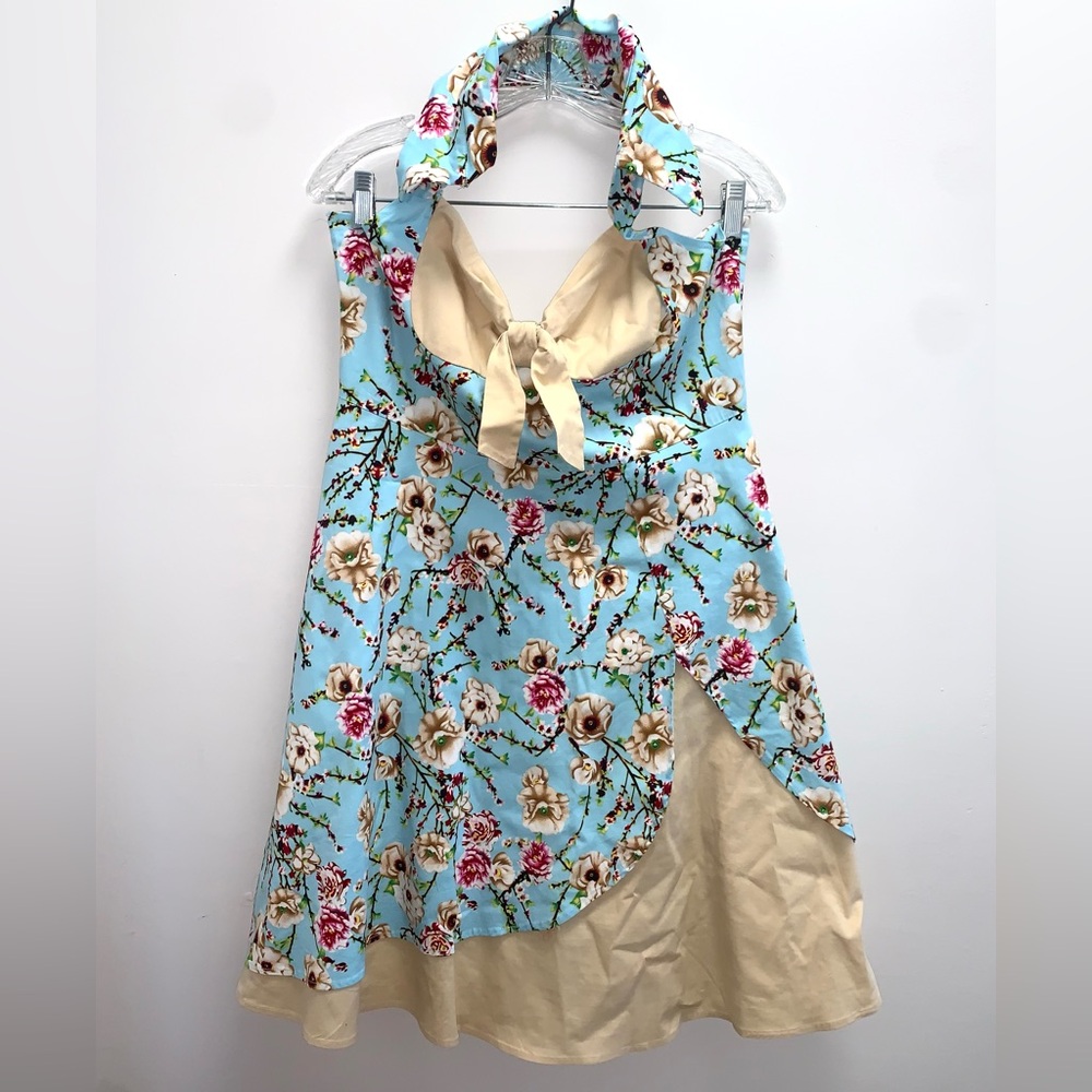 IBTOM Castle Floral Halter Neck Midi Dress Size 2XL